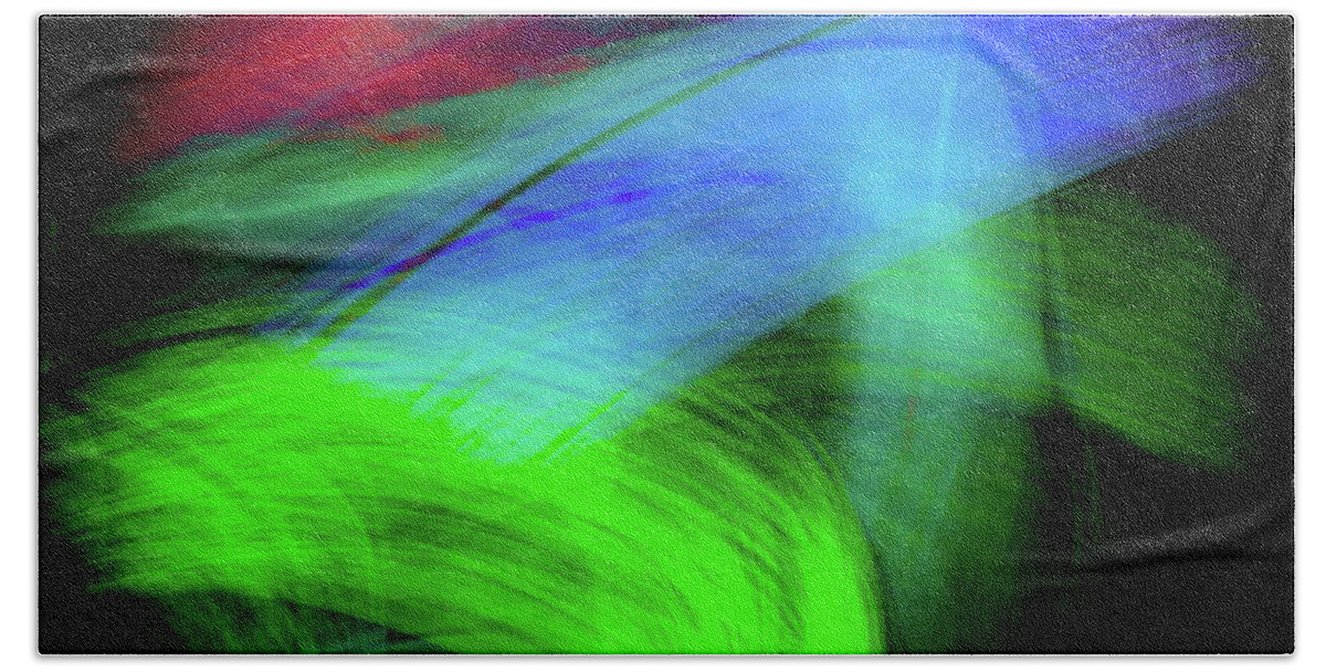 Abstract Bath Towel featuring the digital art Green Cat by Darryl Dalton