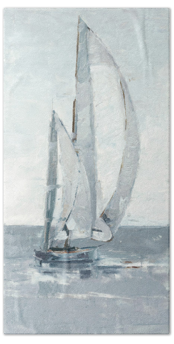 Transportation & Travel+boats Hand Towel featuring the painting Grey Seas II by Ethan Harper
