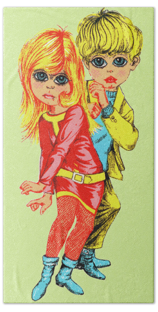 Activity Hand Towel featuring the drawing Groovy Kids Dancing by CSA Images