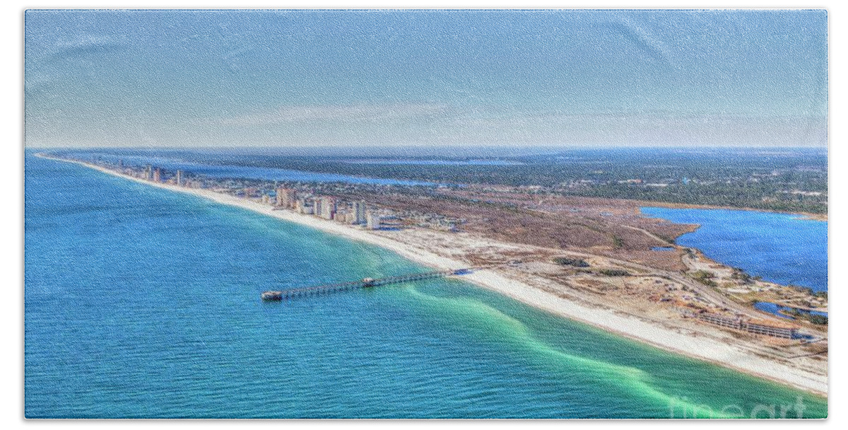  Bath Towel featuring the photograph GSP Pier and Beach by Gulf Coast Aerials -