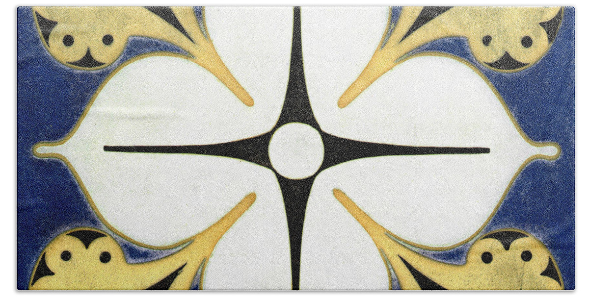 Furness Hand Towel featuring the ceramic art Guarantee Trust Company exterior tile by Frank Furness
