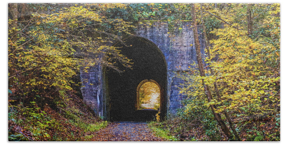 Tunnel Bath Towel featuring the photograph Guest River Gorge Tunnel by Dale R Carlson