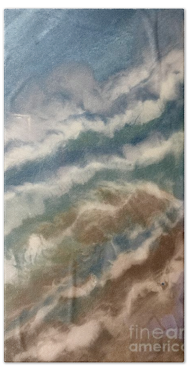 Seascape Bath Sheet featuring the painting Gull eye view by Leslie Dobbins