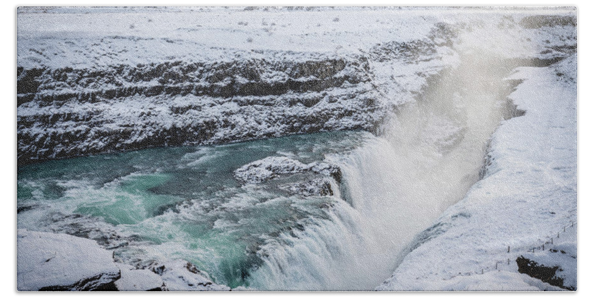 Gullfoss Bath Towel featuring the photograph Gullfoss 2 by Nigel R Bell