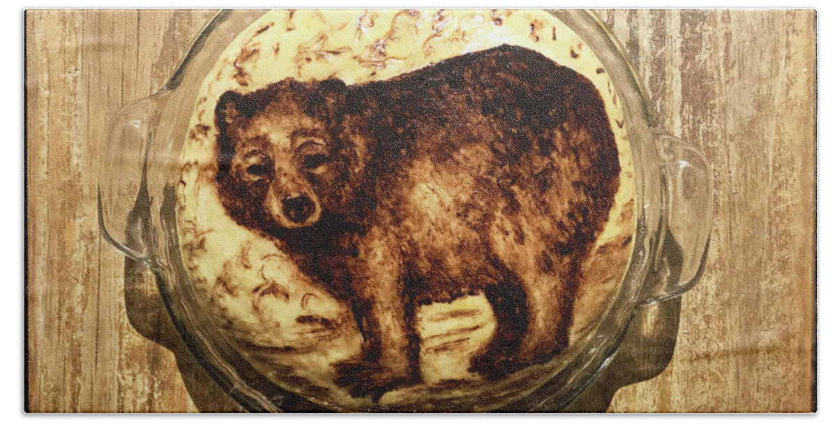 Bread Bath Towel featuring the photograph Hand Painted Sourdough Bear Boule 1 by Amy E Fraser