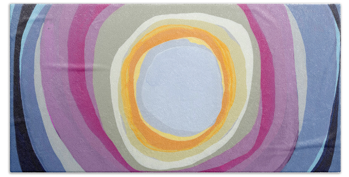 Abstract Bath Towel featuring the painting Hang Cool by Claire Desjardins