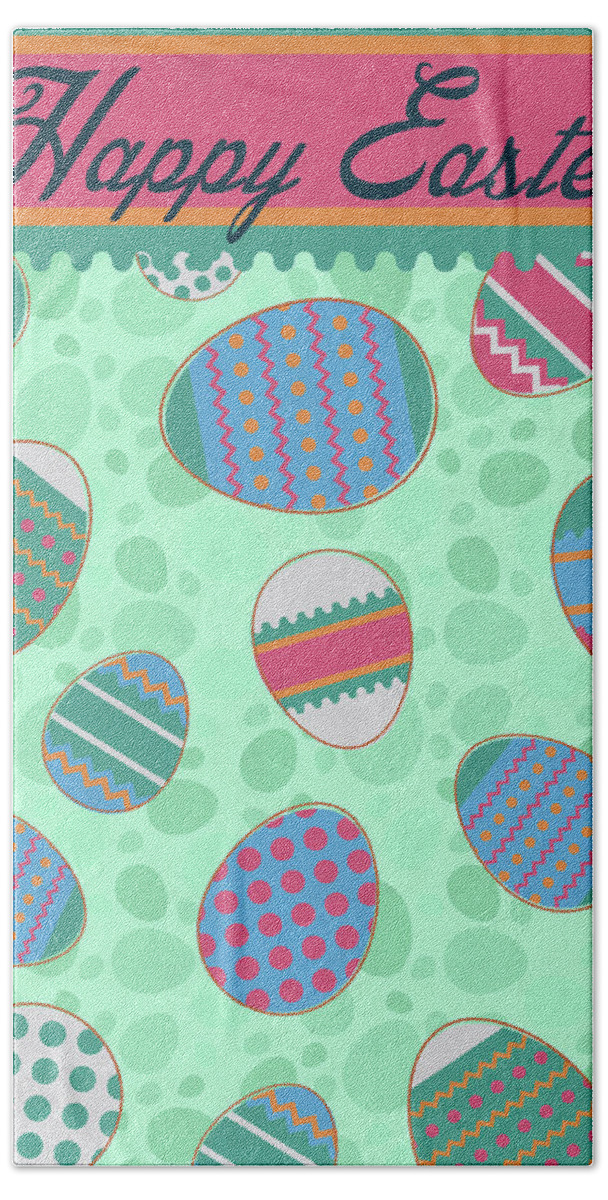 Happy Hand Towel featuring the mixed media Happy Easter Iv by Sd Graphics Studio