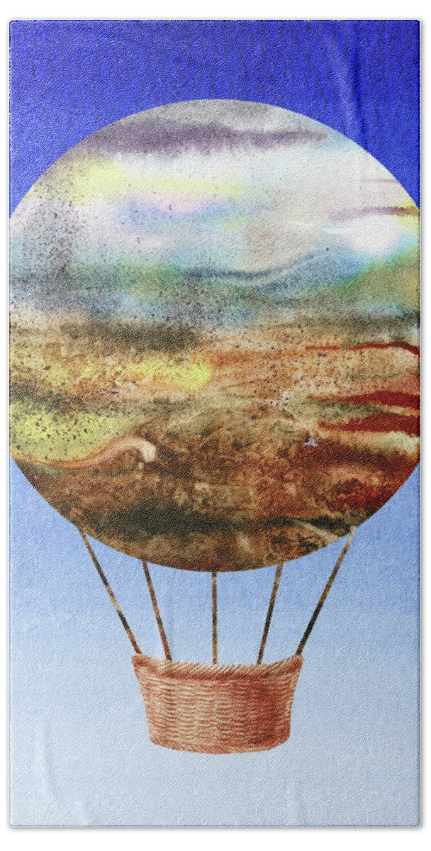 Watercolor Bath Towel featuring the painting Happy Hot Air Balloon Watercolor IX by Irina Sztukowski