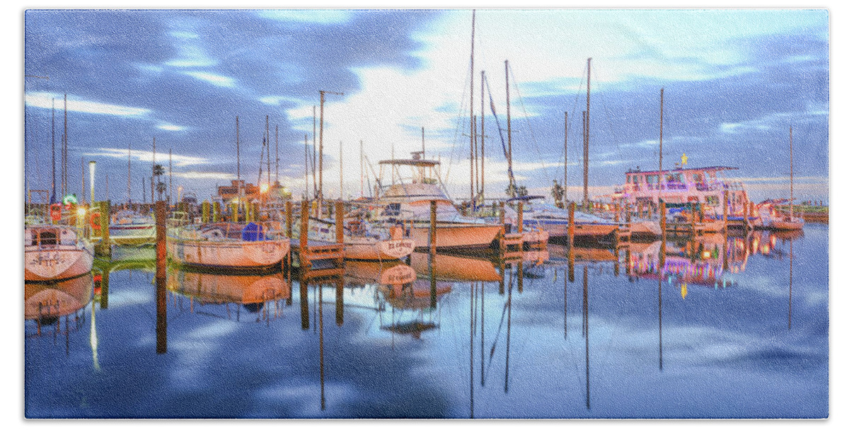 Boats Hand Towel featuring the photograph Harbor Blues by Christopher Rice