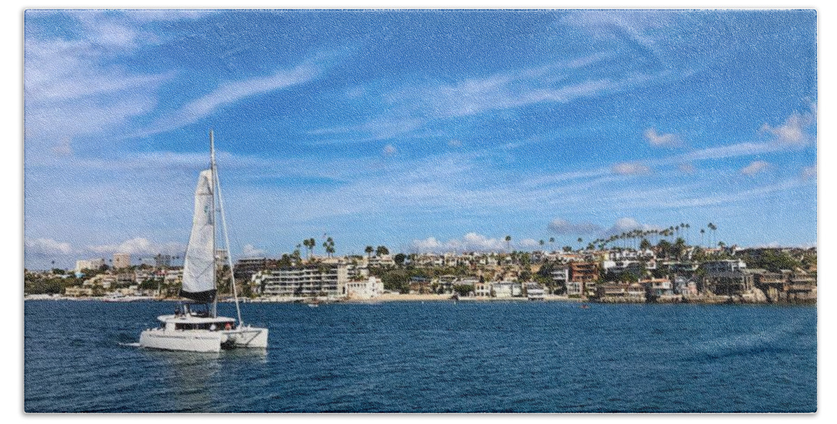 Harbor Bath Towel featuring the photograph Harbor Sailing by Brian Eberly