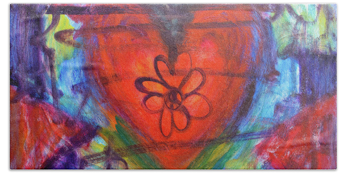 Heart Bath Towel featuring the painting Heart and Soul Number one by Kerima Swain