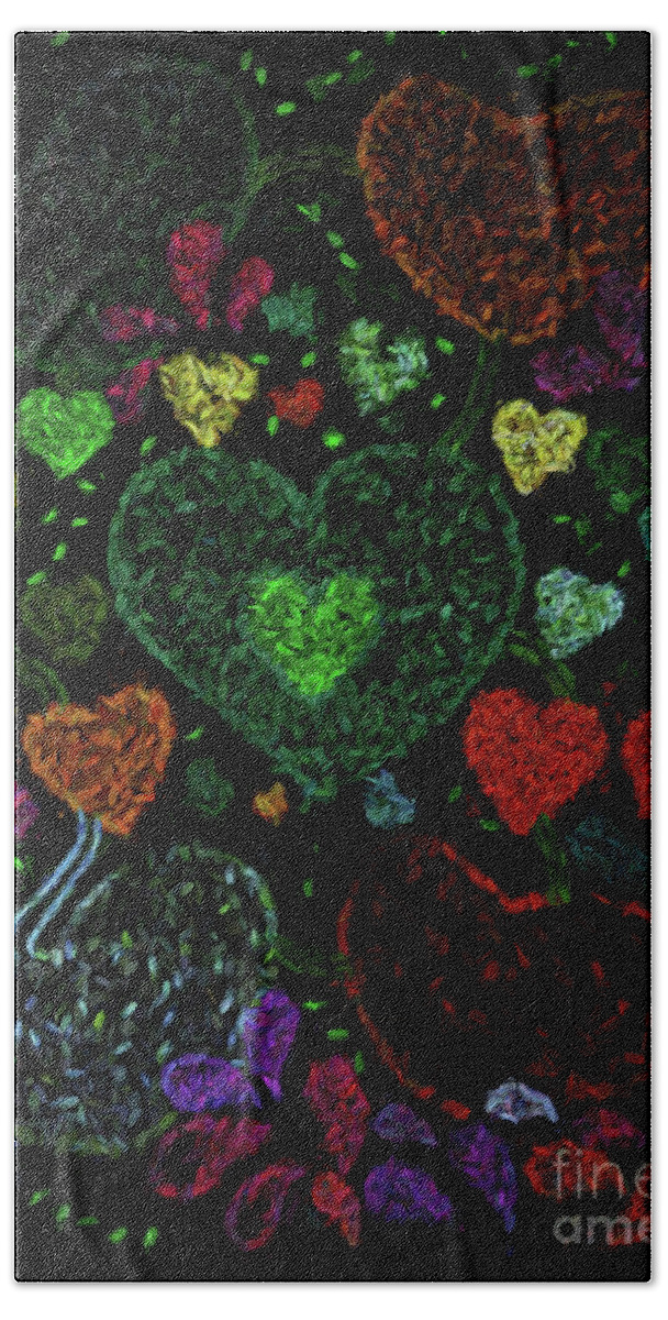 Heart Hand Towel featuring the mixed media Heart Connections by Kerri Farley