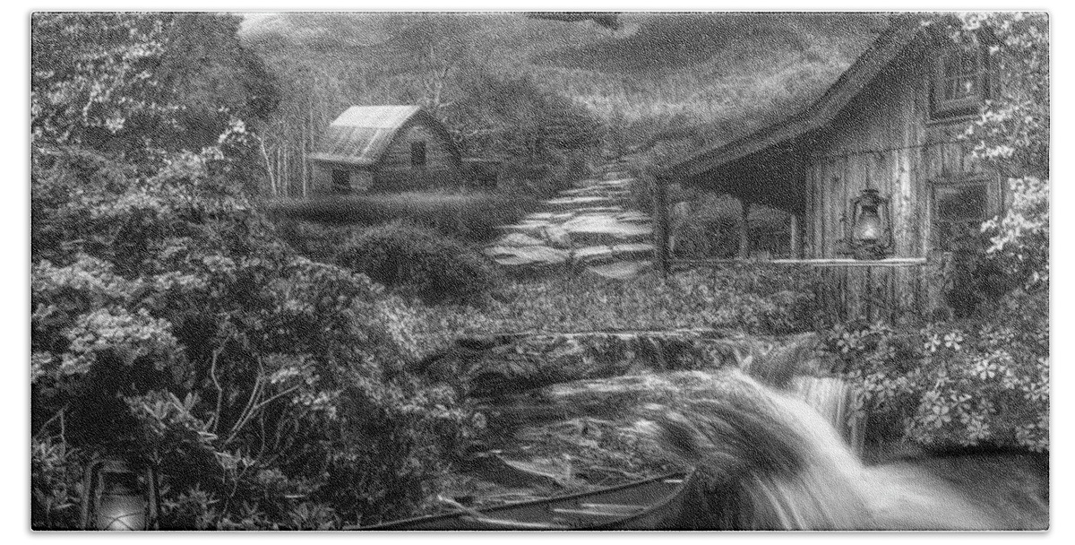 Barns Bath Towel featuring the photograph Heaven on Earth in the Mountains in Black and White by Debra and Dave Vanderlaan