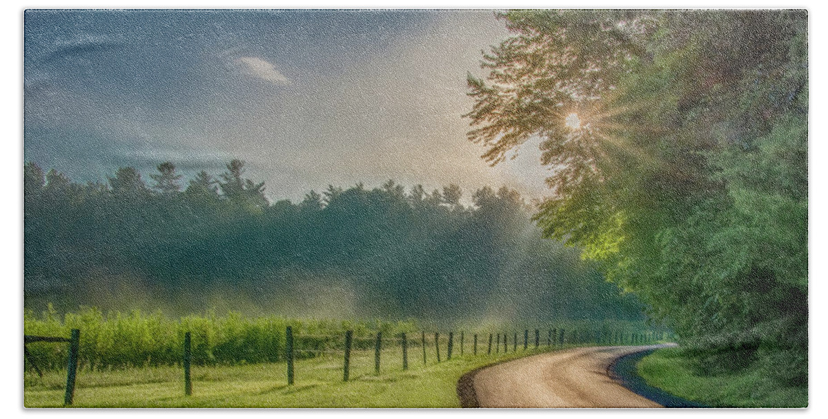 Cades Cove Hand Towel featuring the photograph Heavenly Sunlight, Painterly by Marcy Wielfaert