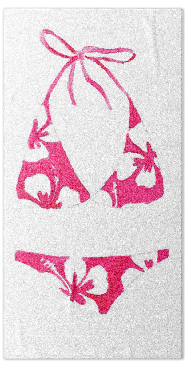 Hibiscus Hand Towel featuring the mixed media Hibiscus Bikini by Lanie Loreth