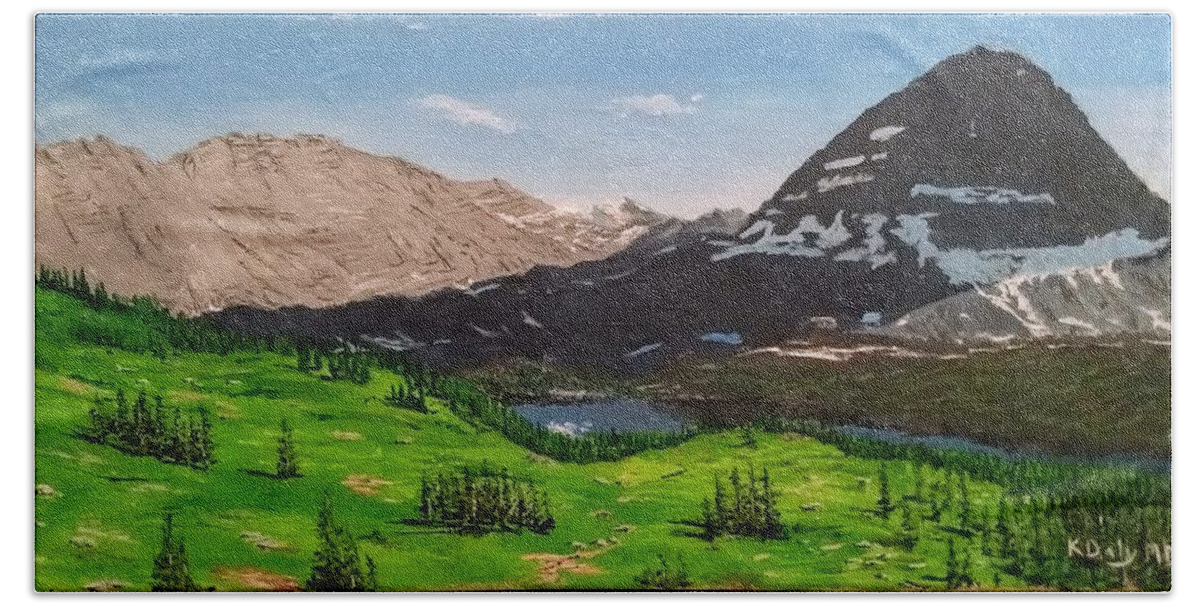 Glacier National Park Hand Towel featuring the painting Hidden Lake Pass by Kevin Daly
