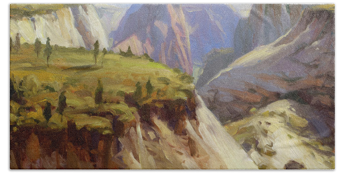 Zion Hand Towel featuring the painting High on Zion by Steve Henderson