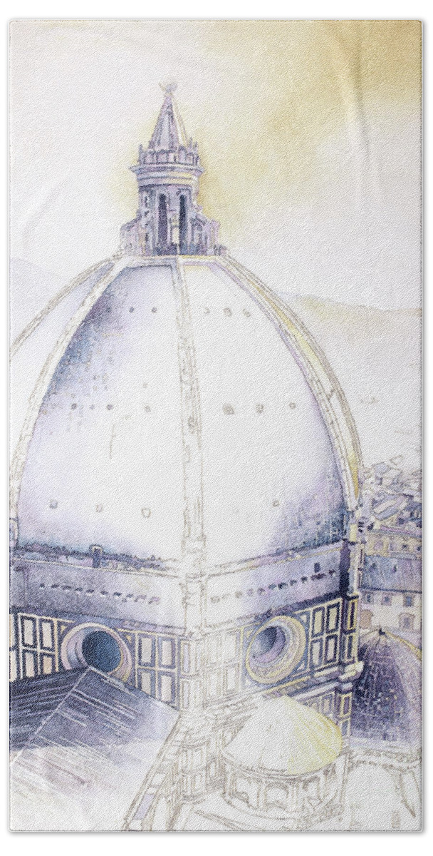Art Giclee Hand Towel featuring the painting Historic Duomo and cityscape of Florence from by Ryan Fox