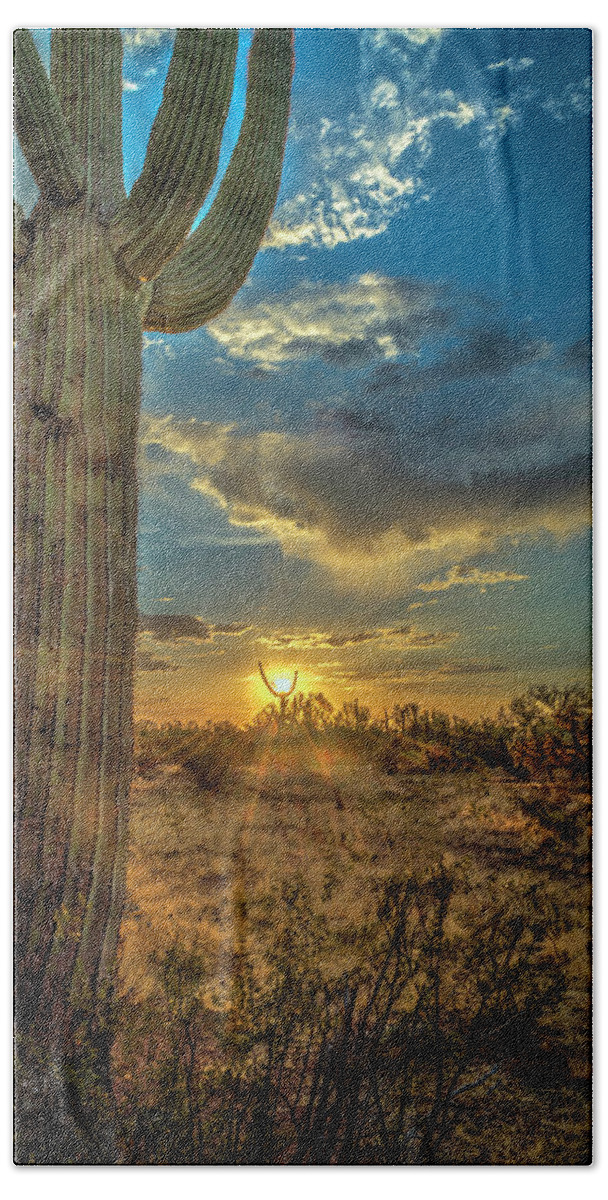 Desert Bath Towel featuring the photograph Holding the Sun by Laura Hedien