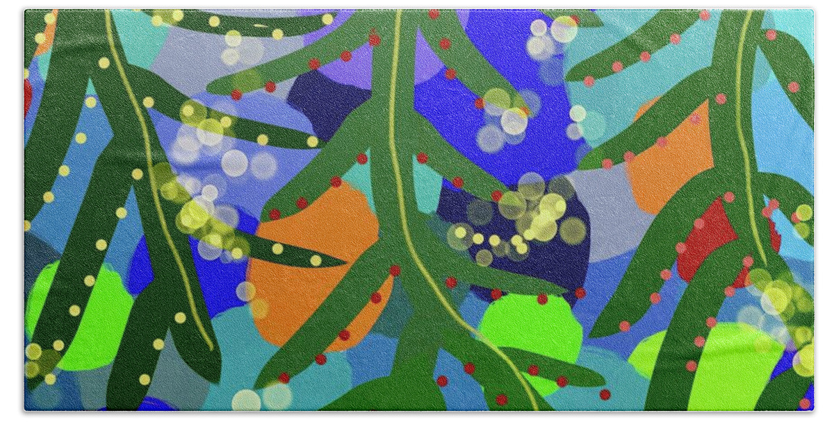 Abstract Bath Towel featuring the digital art Holiday Ornaments by Sherry Killam
