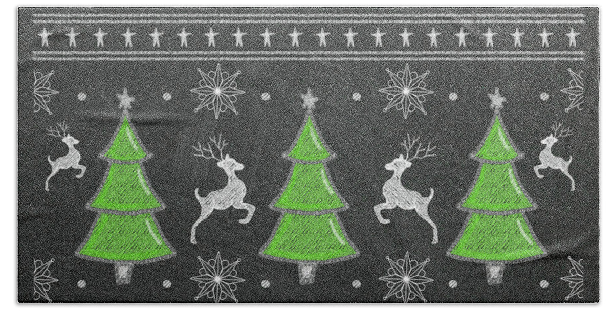 Holiday Hand Towel featuring the painting Holiday Sweater II by Andi Metz