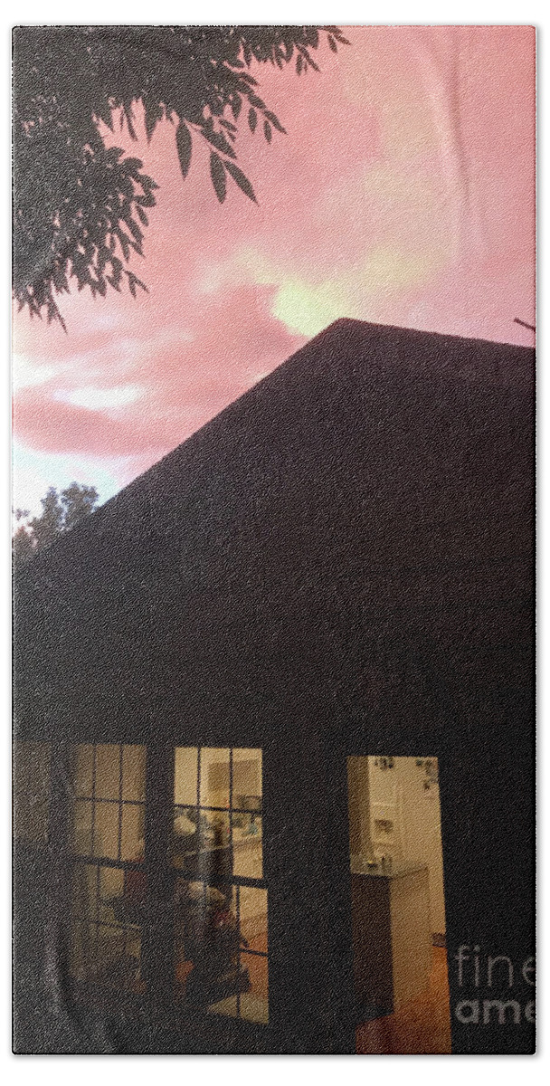 Art Bath Towel featuring the photograph House and Sunset by Aicy Karbstein