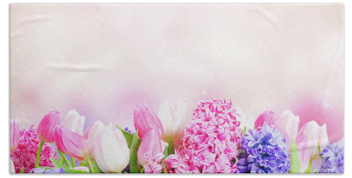 Hyacinth Bath Towel featuring the photograph Dreamy Pink by Anastasy Yarmolovich
