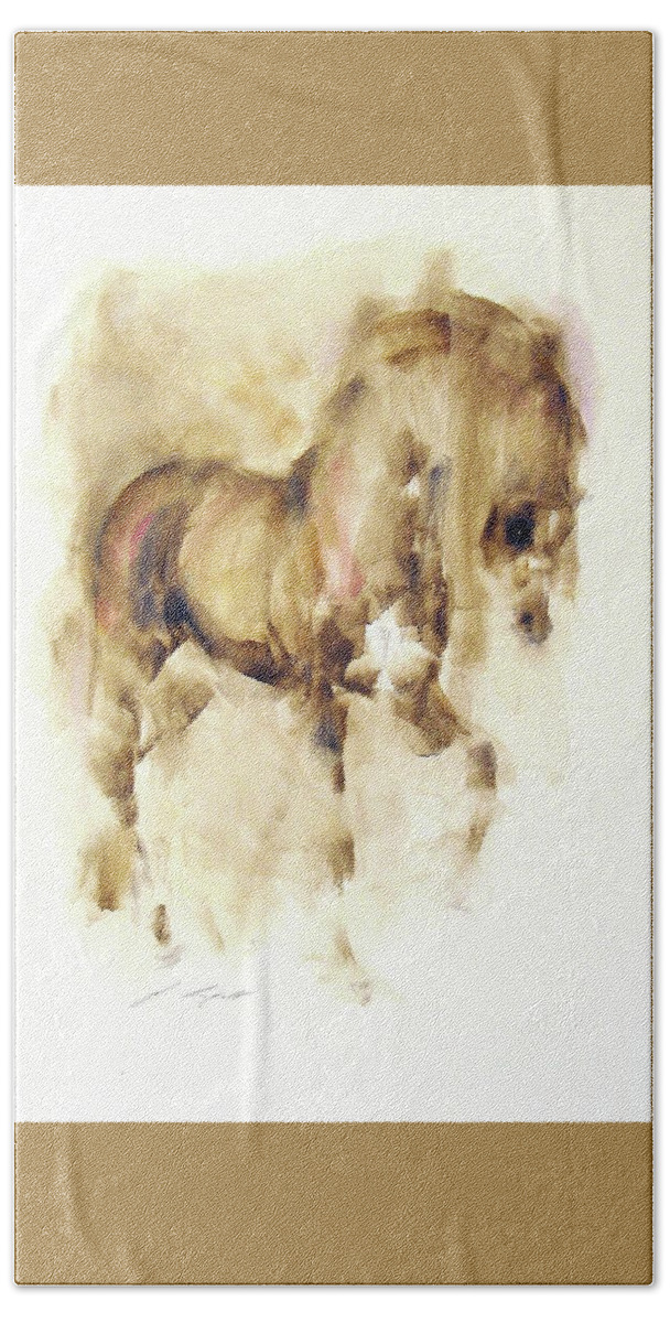Horse Painting Hand Towel featuring the painting Icarus by Janette Lockett