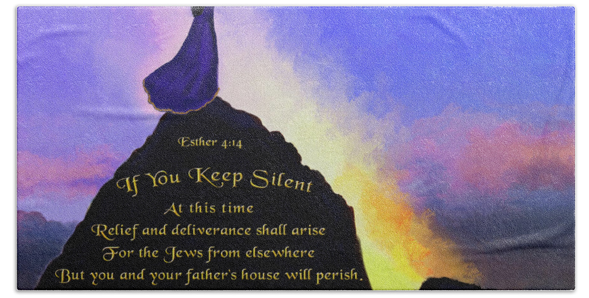 Silent Hand Towel featuring the painting If You Keep Silent by Constance Woods