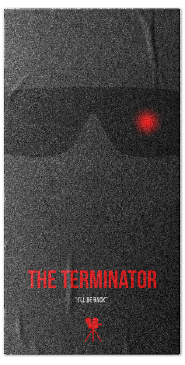 The Terminator Hand Towel featuring the digital art I'll Be Back by Naxart Studio