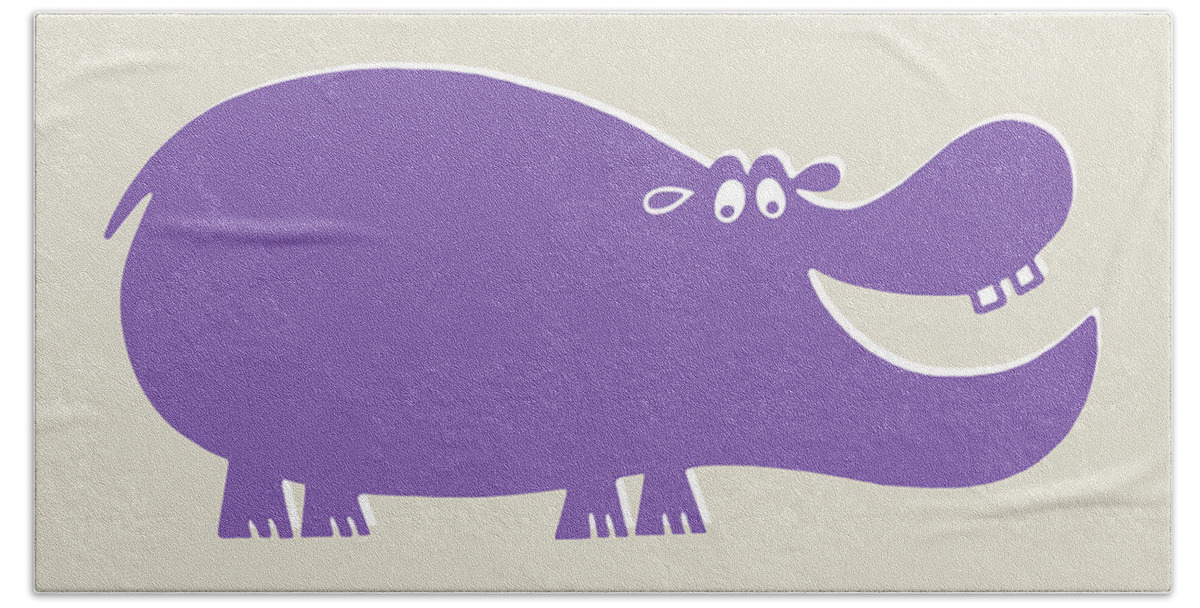 Animal Hand Towel featuring the drawing Illustration of smiling cartoon hippopotamus by CSA Images