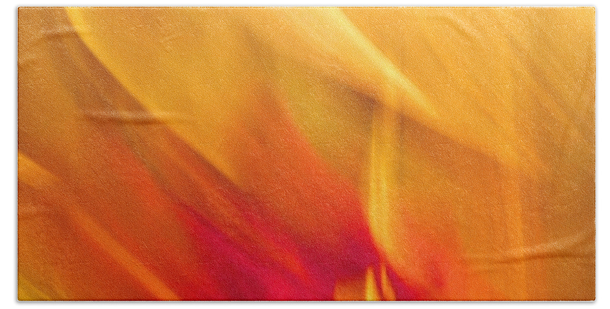 - Impression Of A Yellow Tulips -3rd Place Win In The Digital Abstracts Contest Bath Towel featuring the photograph - Impression of a Yellow Tulips by THERESA Nye