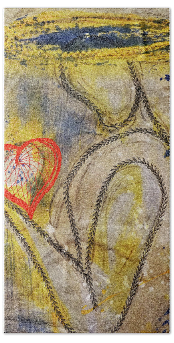 Golden Bath Towel featuring the mixed media In the Golden age of Love and lies by Giorgio Tuscani