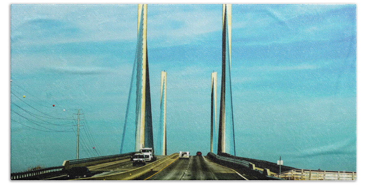 Architecture Bath Towel featuring the photograph Indian River Inlet Bridge Delaware by Thomas Marchessault