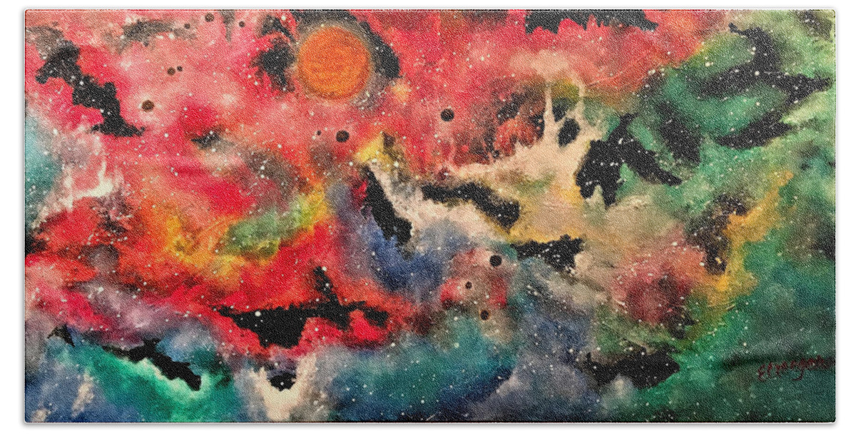 Space Bath Towel featuring the painting Infinite Infinity 1.0 by Esperanza Creeger