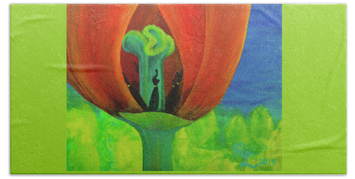 Flower Hand Towel featuring the painting Inner Beauty - The Ritual by Renee Logan