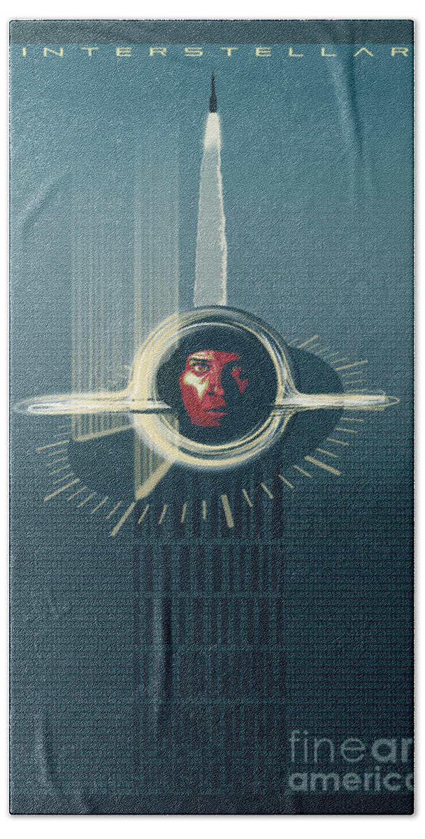 Interstellar Hand Towel featuring the painting Interstellar by Sassan Filsoof