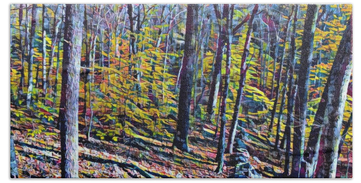 Photoshopped Painting Bath Towel featuring the digital art Into the Woods #1 by Steve Glines