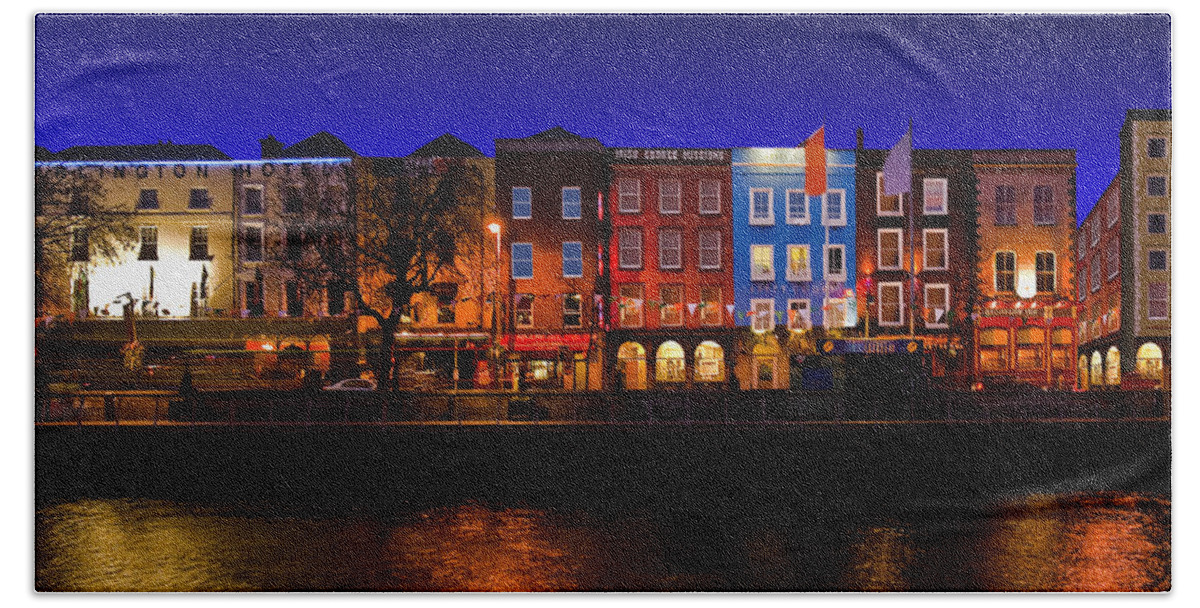 Estock Hand Towel featuring the digital art Ireland, Dublin, Houses On Liffey River by Maurizio Rellini