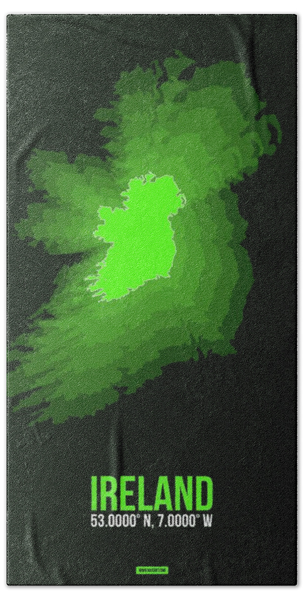 Ireland Hand Towel featuring the pyrography Ireland Radiant Map 2 by Naxart Studio