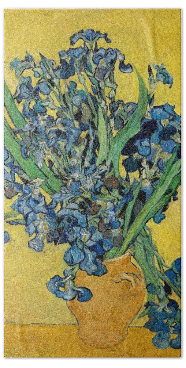 Oil On Canvas Hand Towel featuring the painting Irises. by Vincent van Gogh -1853-1890-