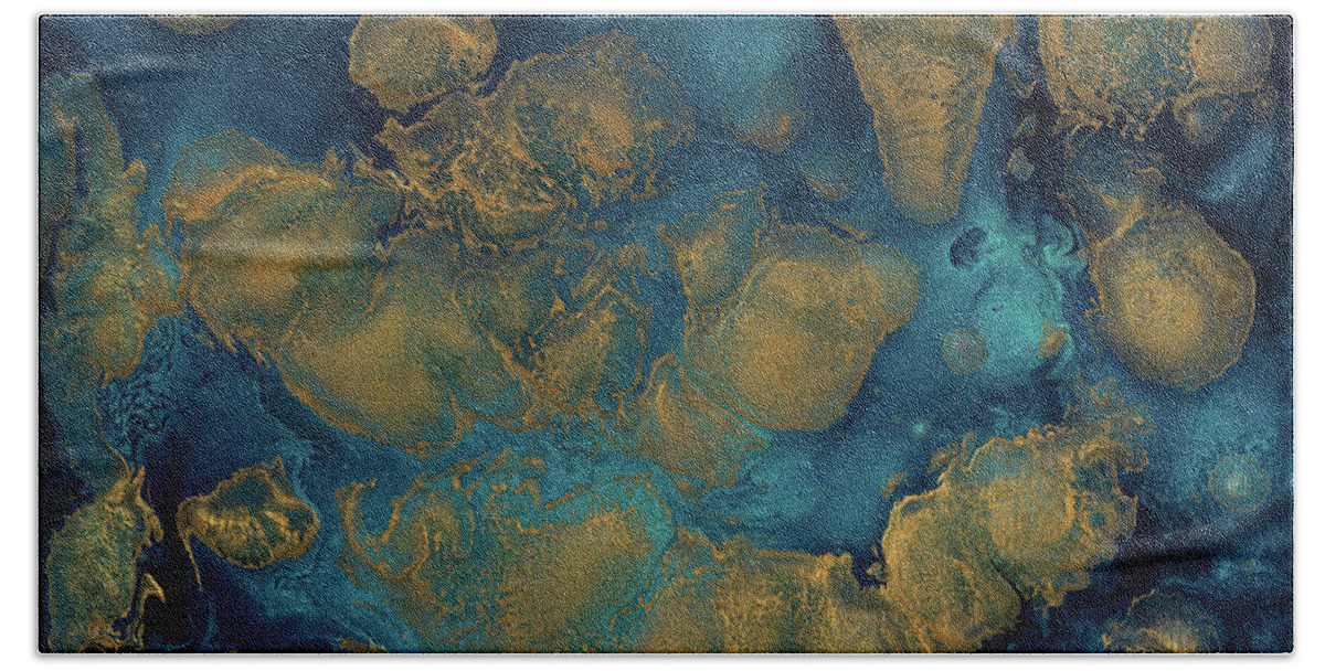 Fluid Bath Towel featuring the painting Islands Abstracted by Jennifer Walsh