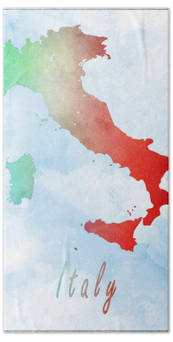 Art & Collectibles Bath Towel featuring the drawing Italy Map Style 5 by Greg Edwards