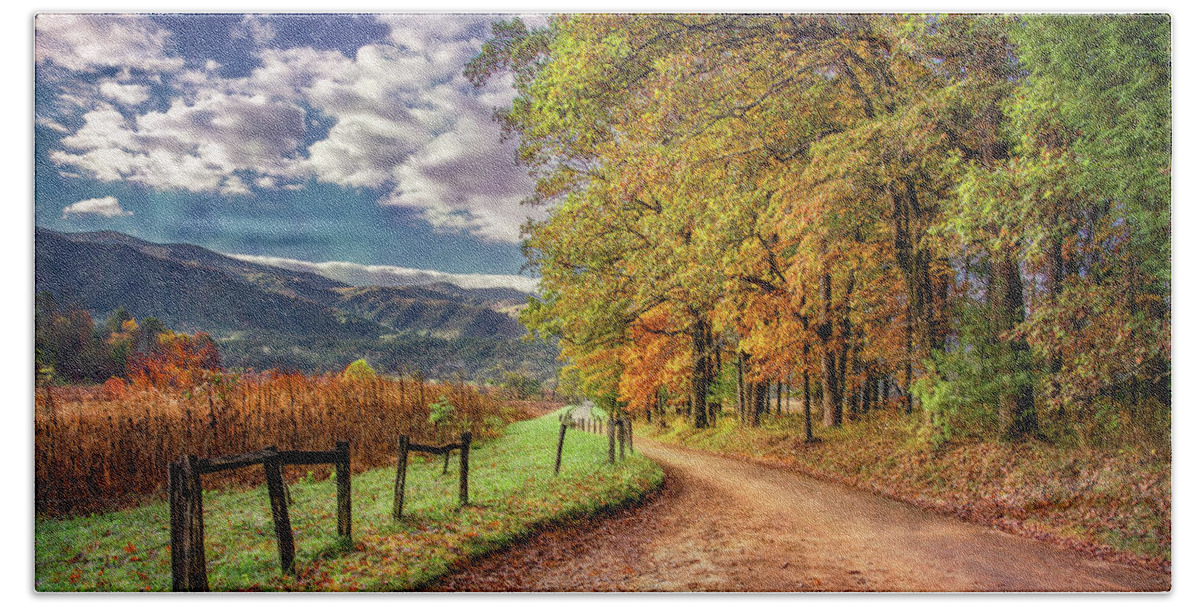 Cades Cove Hand Towel featuring the photograph It's Finally Fall by Marcy Wielfaert