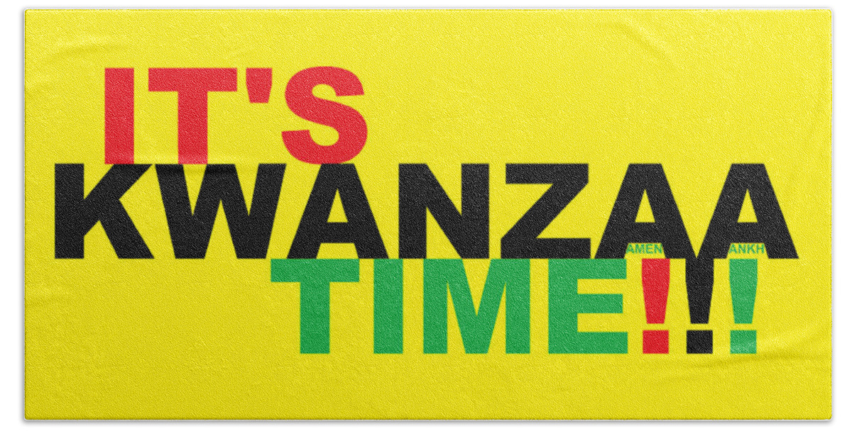 Kwanzaa Bath Towel featuring the digital art It's Kwanzaa Time by Adenike AmenRa