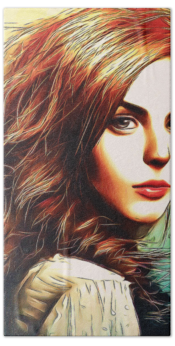 Paint Bath Towel featuring the digital art Ivona portrait by Nenad Vasic