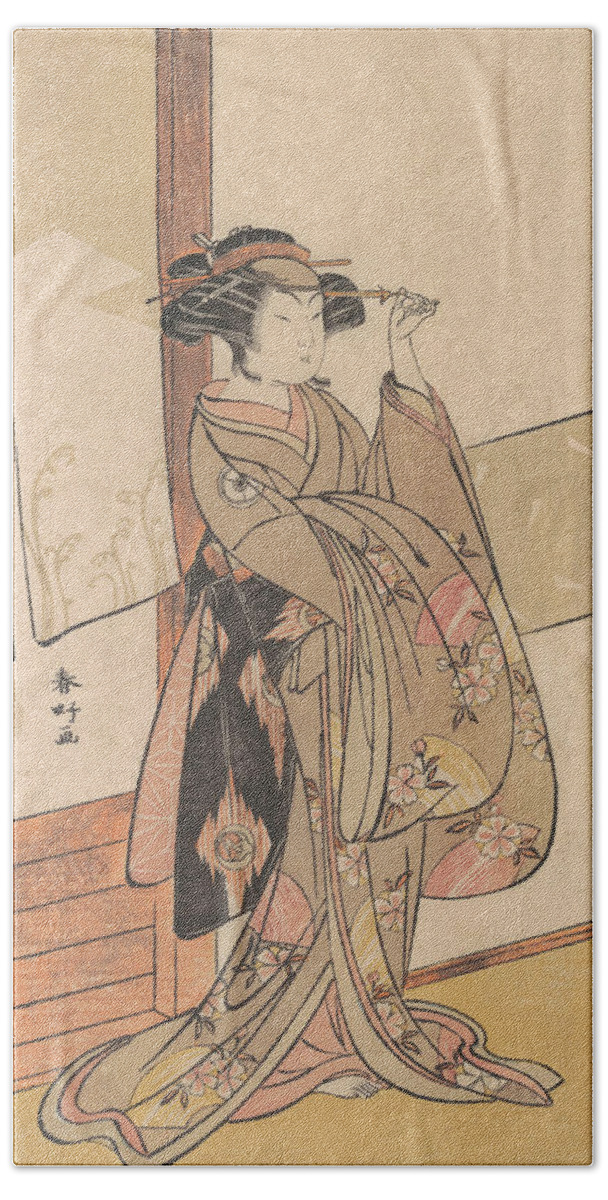 18th Century Art Bath Towel featuring the relief Iwai Hanshiro IV by Katsukawa Shunko