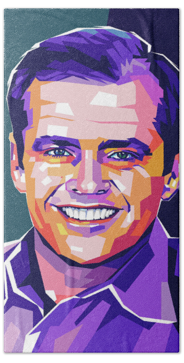 Jack Hand Towel featuring the digital art Jack Nicholson portrait by Stars on Art