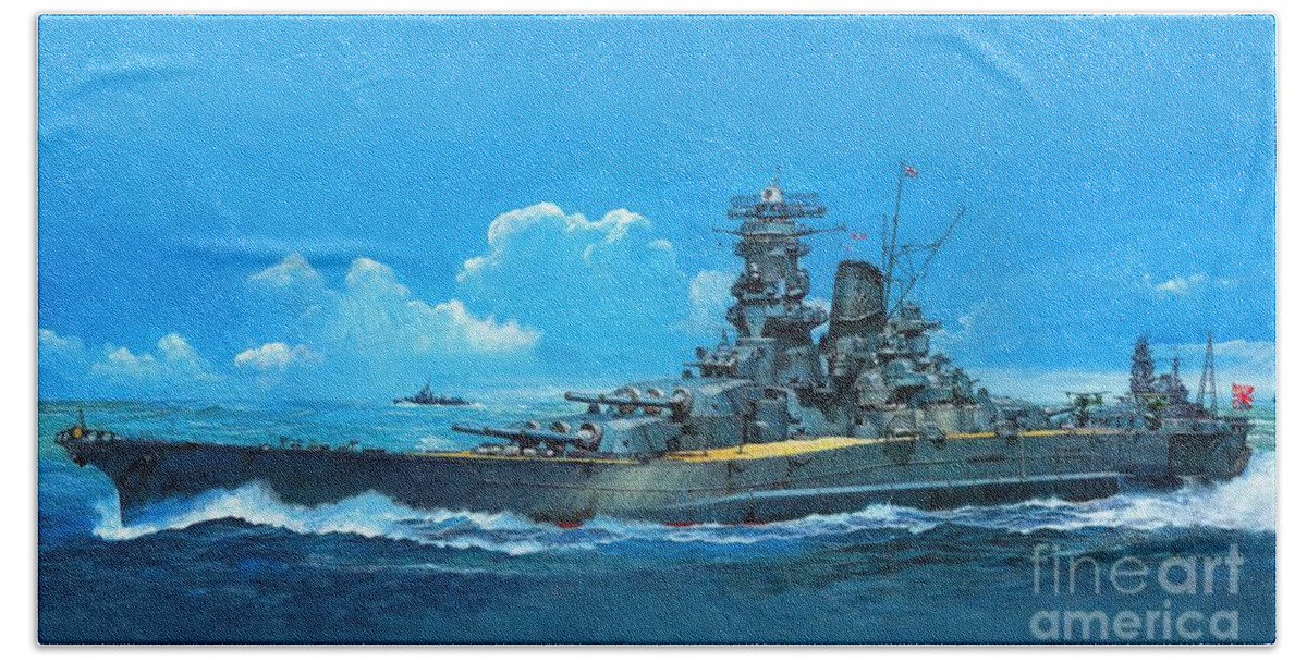 Favourite Bath Towel featuring the photograph Japanese Battleship Yamato 10K Ultra HD by Hi Res