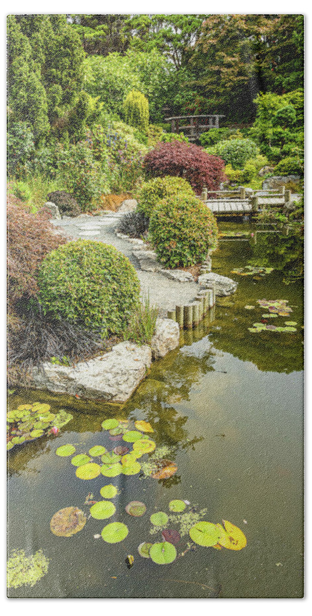Landscapes Hand Towel featuring the photograph Japanese Garden-1 by Claude Dalley
